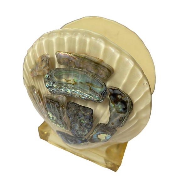 VTG RESIN ABALONE SEA SHELL NAPKIN HOLDER OR LETTER HOLDER WONDERMOLD IND., INC - Picture 8 of 12